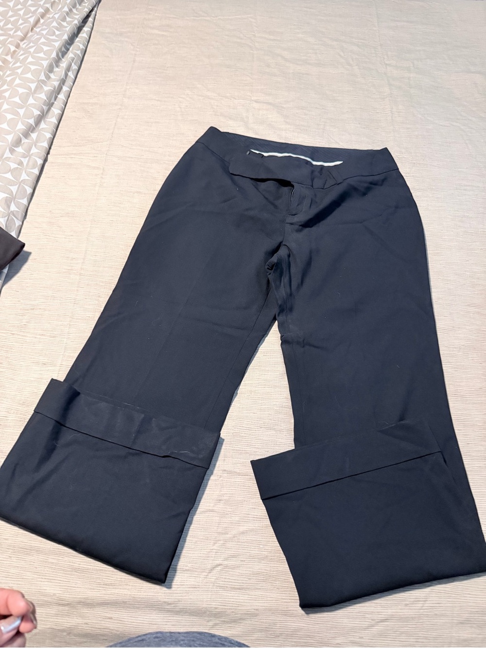 Banana Republic Black Wide-Leg Fold Cuff Pants
